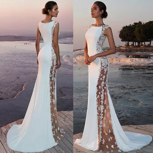 2019 New Hot Summer Fashion Latest Women's Prom Ball Gown Formal Evening Party Lace Mesh Patchwork Maxi Dress