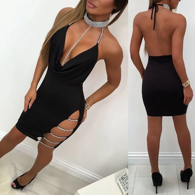 2019 New Sexy Women's Bandage Bodycon Evening Party V Neck Club Short Mini Dress