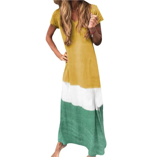 2019 Summer Long Dress Floral Print Boho Beach Dress Maxi Dress Women Evening  4XL
