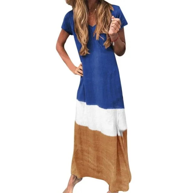 2019 Summer Long Dress Floral Print Boho Beach Dress Maxi Dress Women Evening  4XL