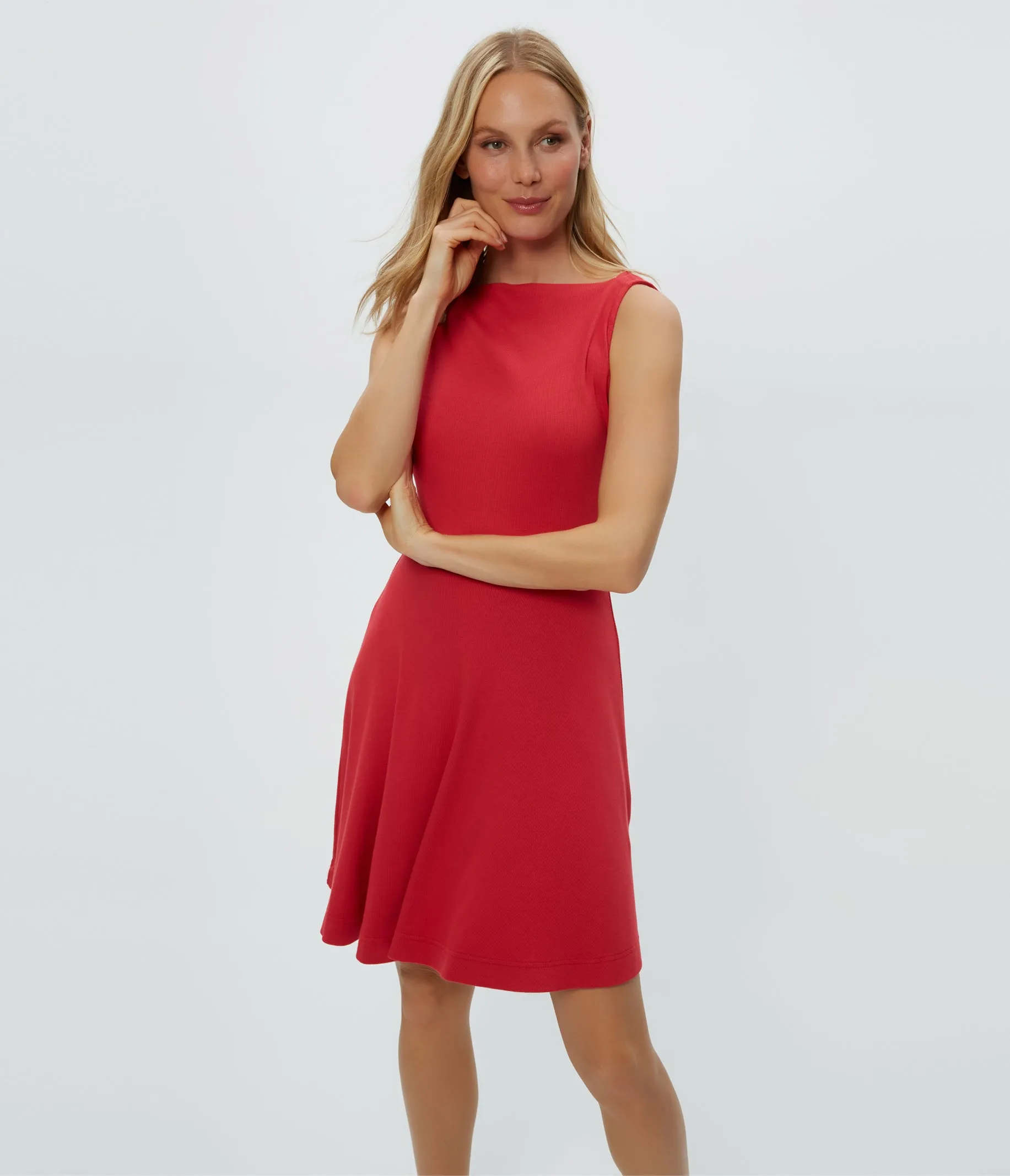 ANDY ULTRA RIB MINI SKATER DRESS