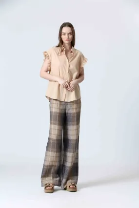 CHECKERED LINEN PANTS