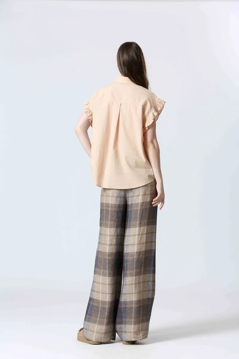 CHECKERED LINEN PANTS