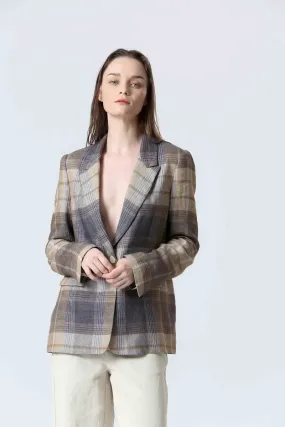 CHECKERED LINEN SUIT JACKET