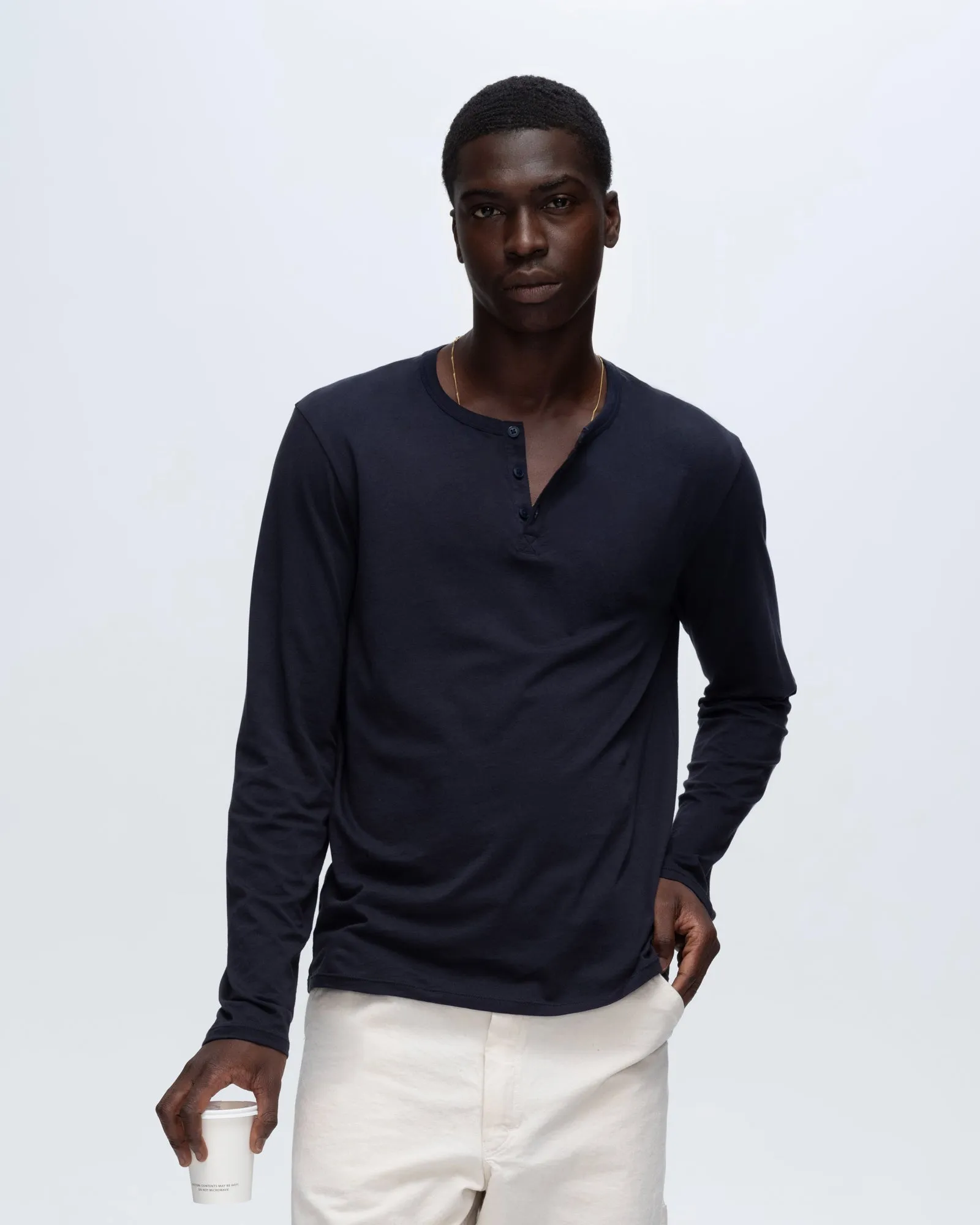 Classic Jersey Long Sleeve Henley - Midnight