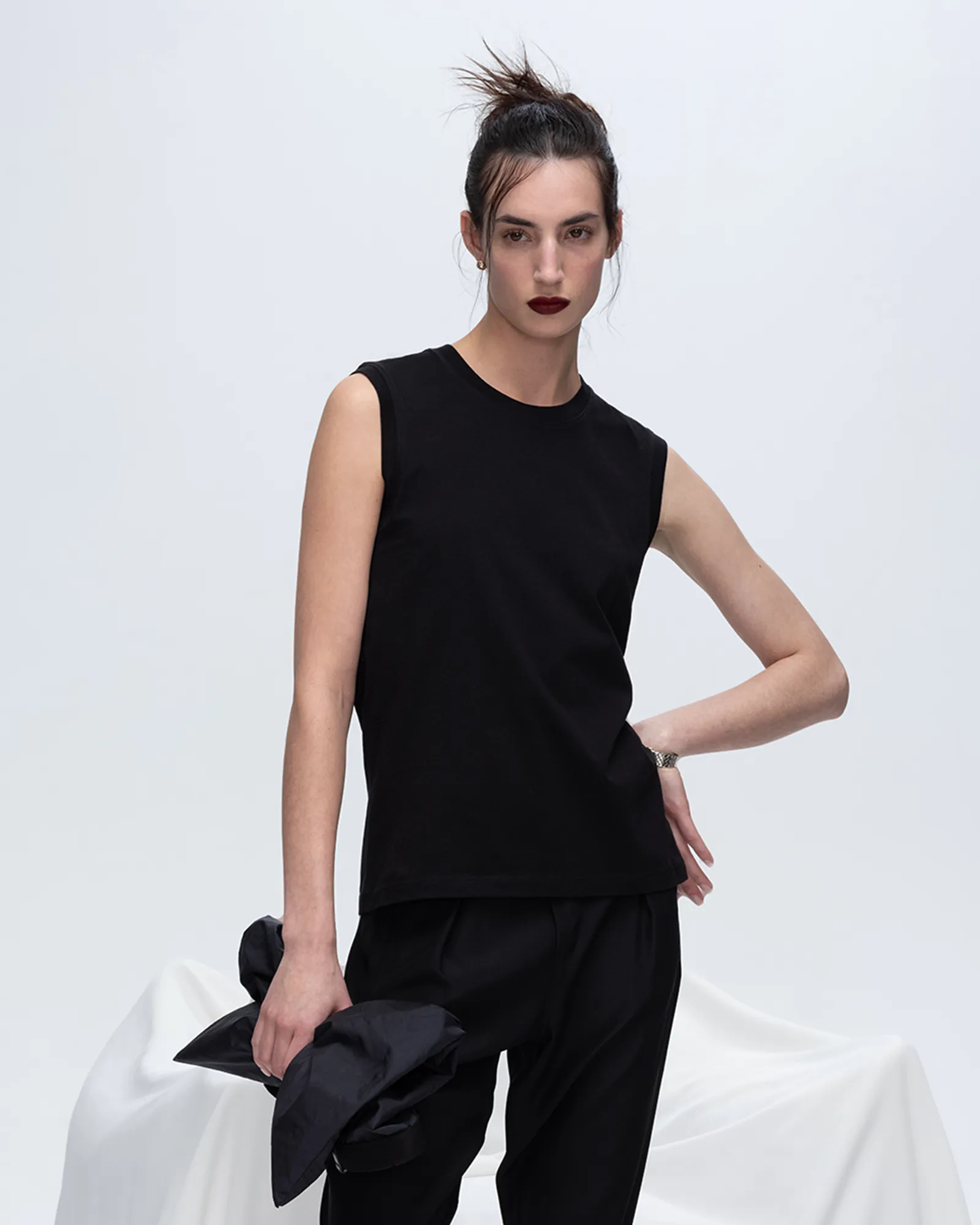 Classic Jersey Sleeveless Boy Tee - Black