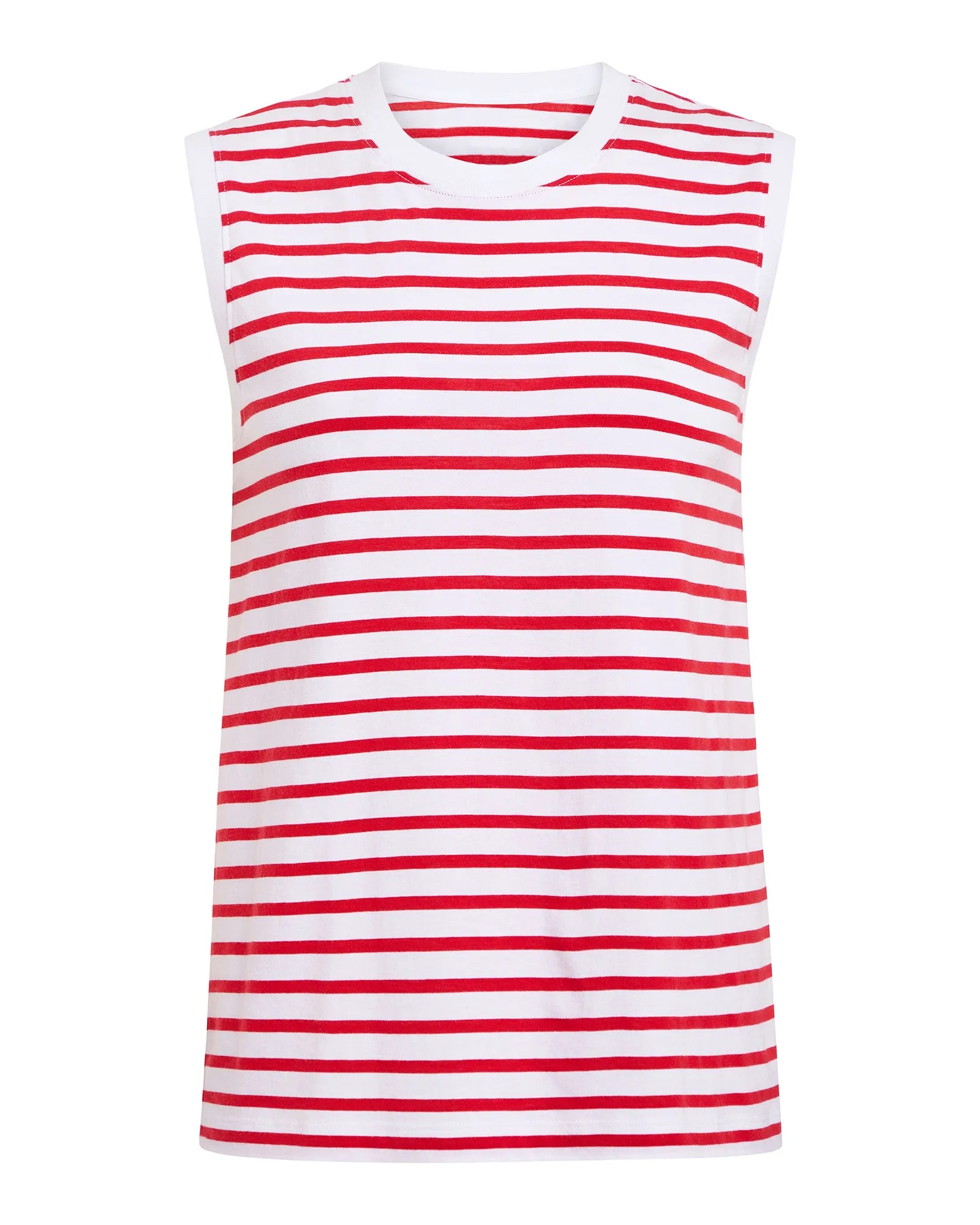 Classic Jersey Sleeveless Boy Tee - White/ Cardinal Red