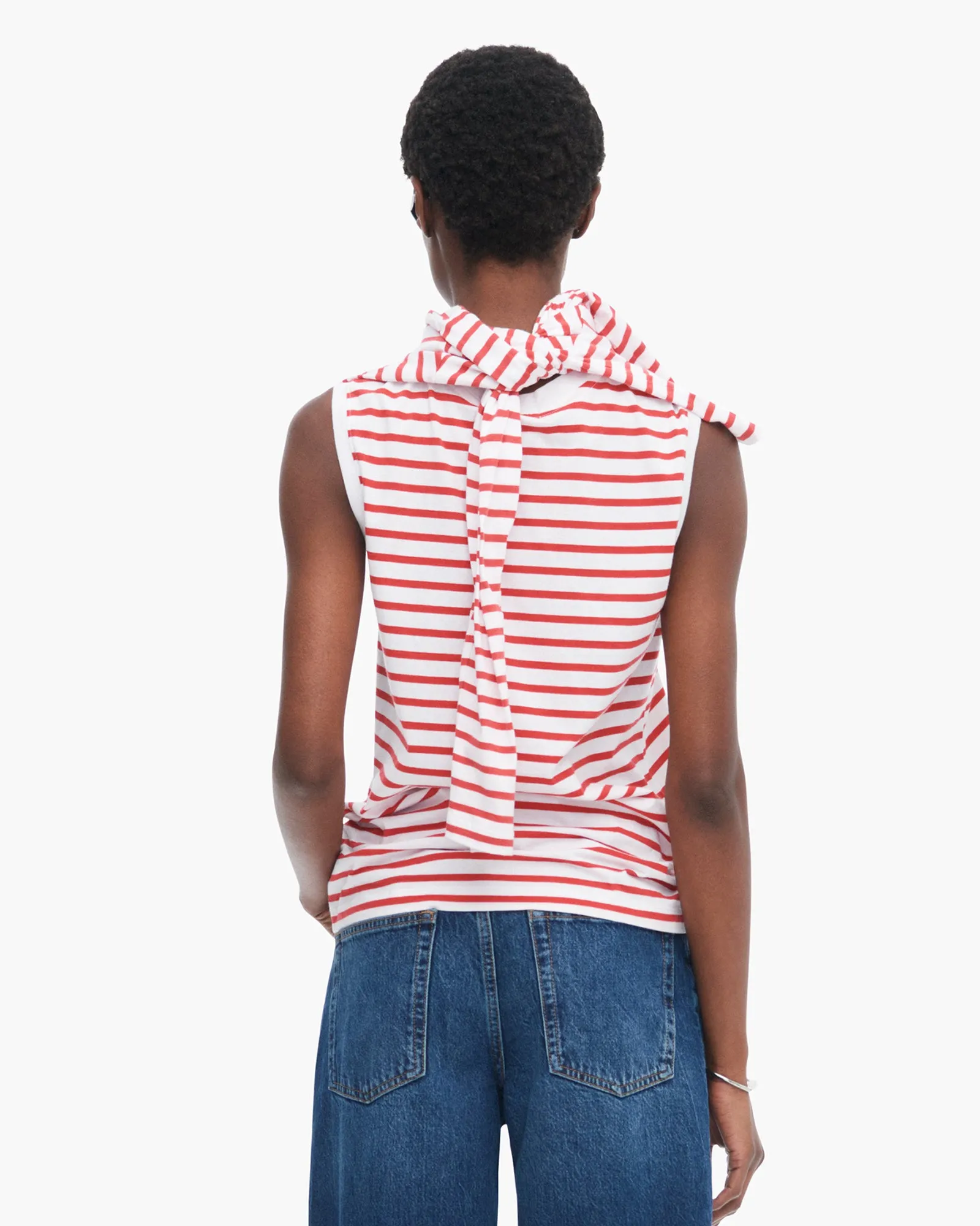 Classic Jersey Sleeveless Boy Tee - White/ Cardinal Red