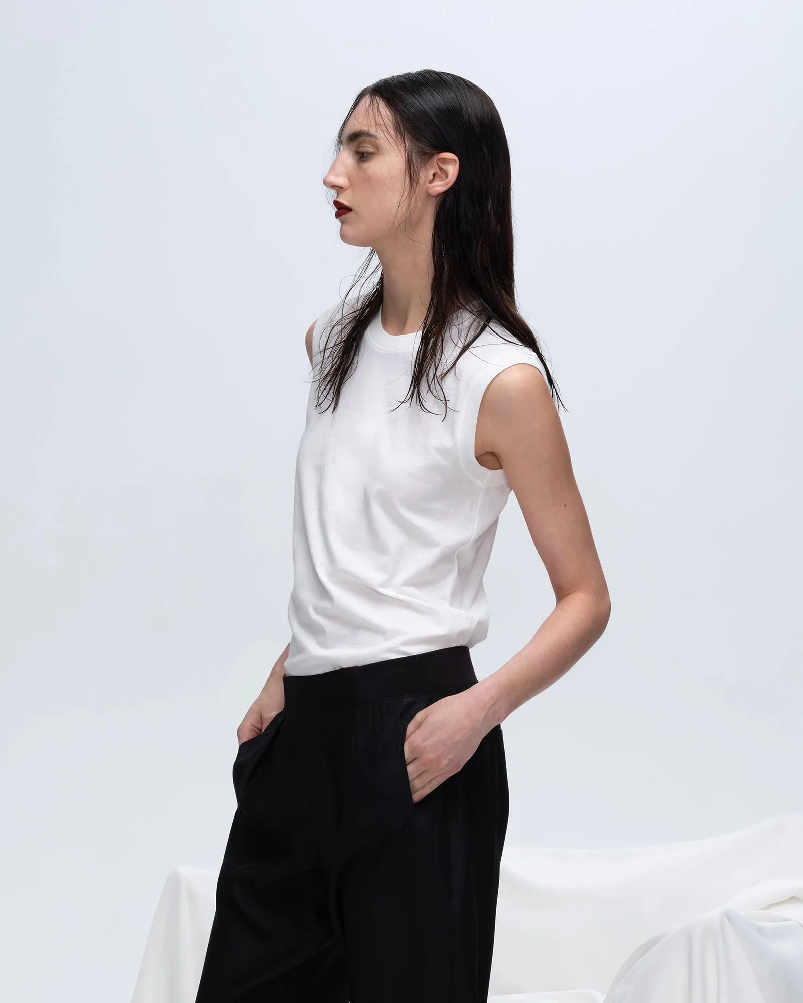 Classic Jersey Sleeveless Boy Tee - White