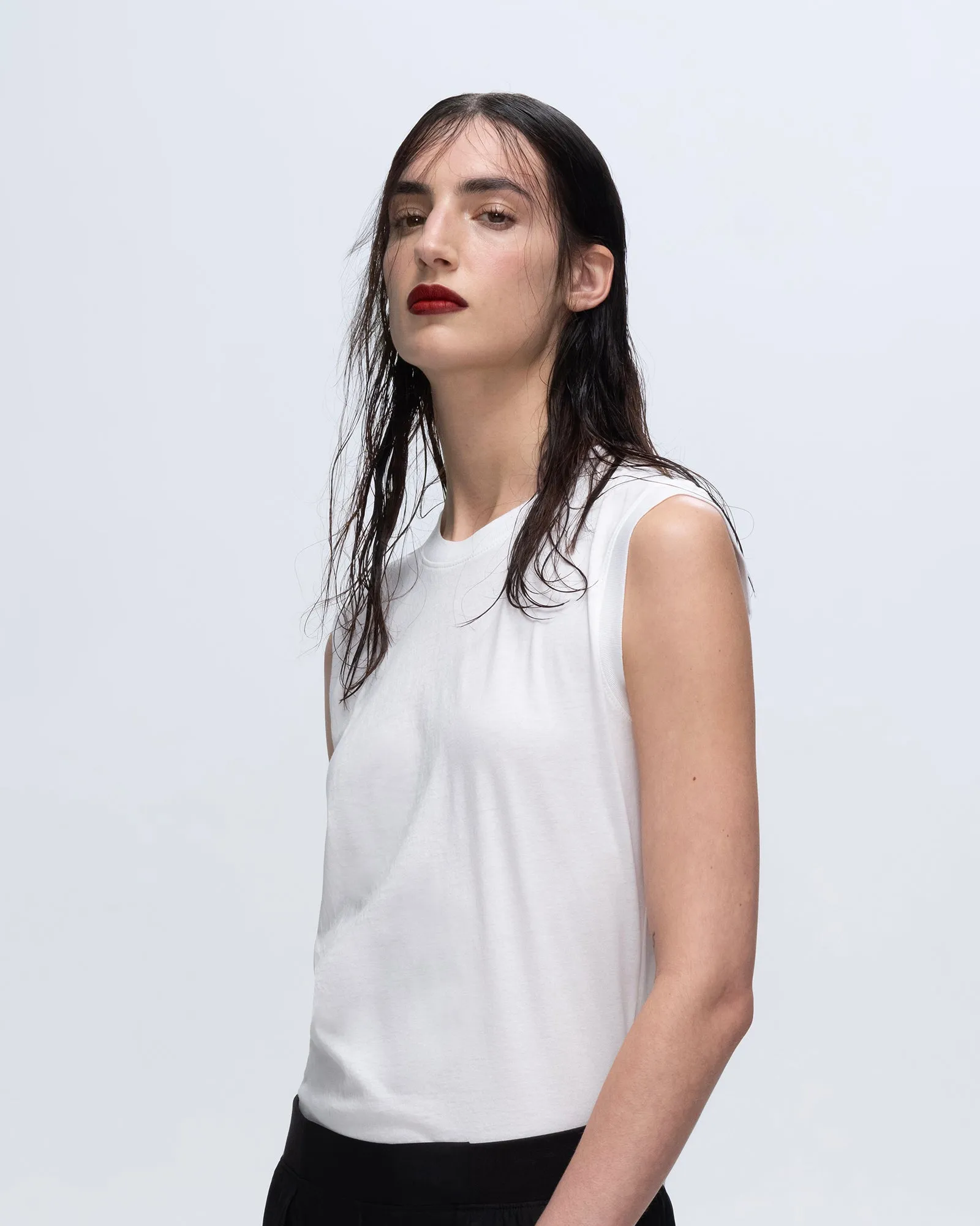 Classic Jersey Sleeveless Boy Tee - White