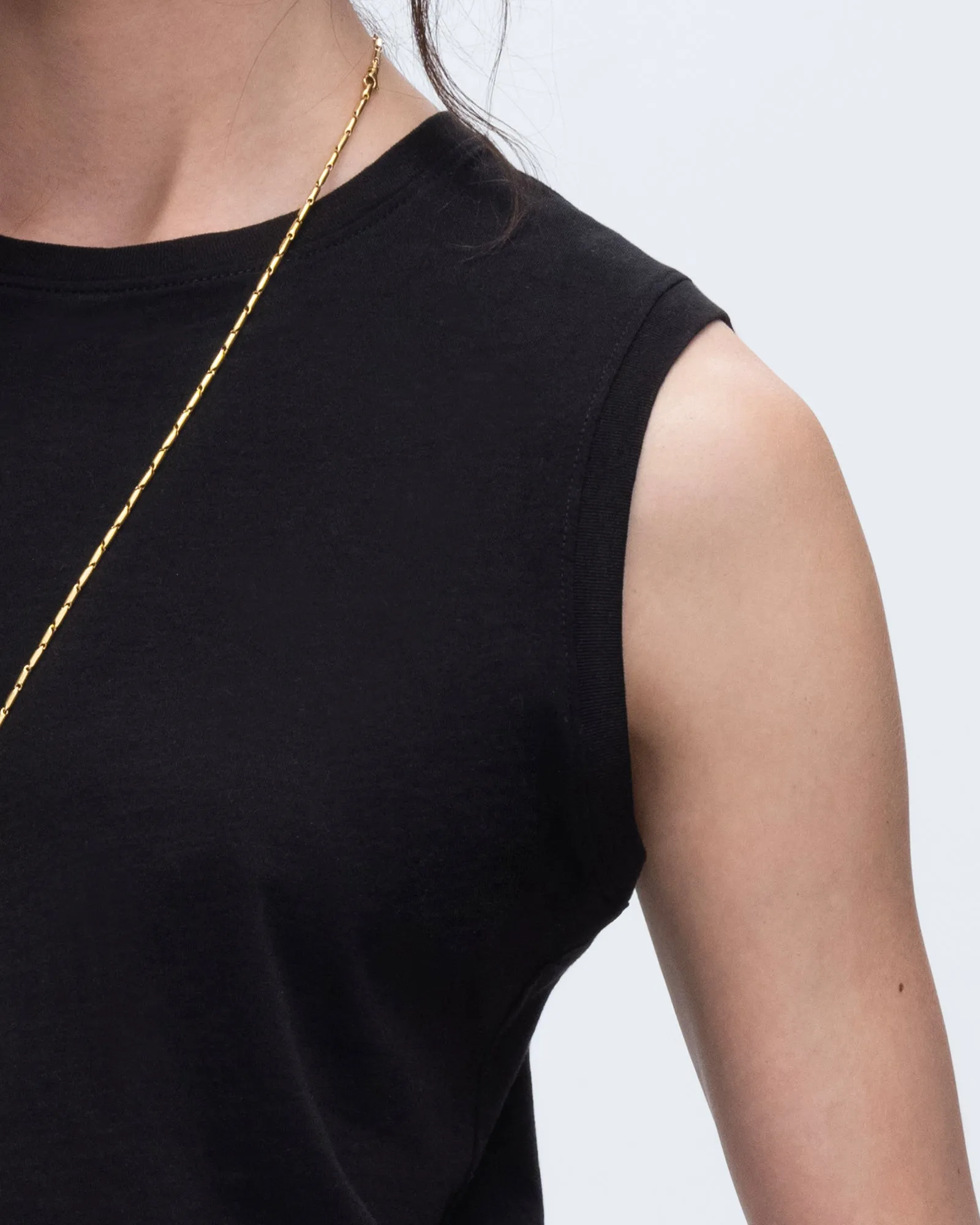 Classic Jersey Sleeveless Cropped Muscle Tee - Black
