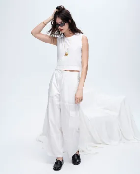 Classic Jersey Sleeveless Cropped Muscle Tee - White