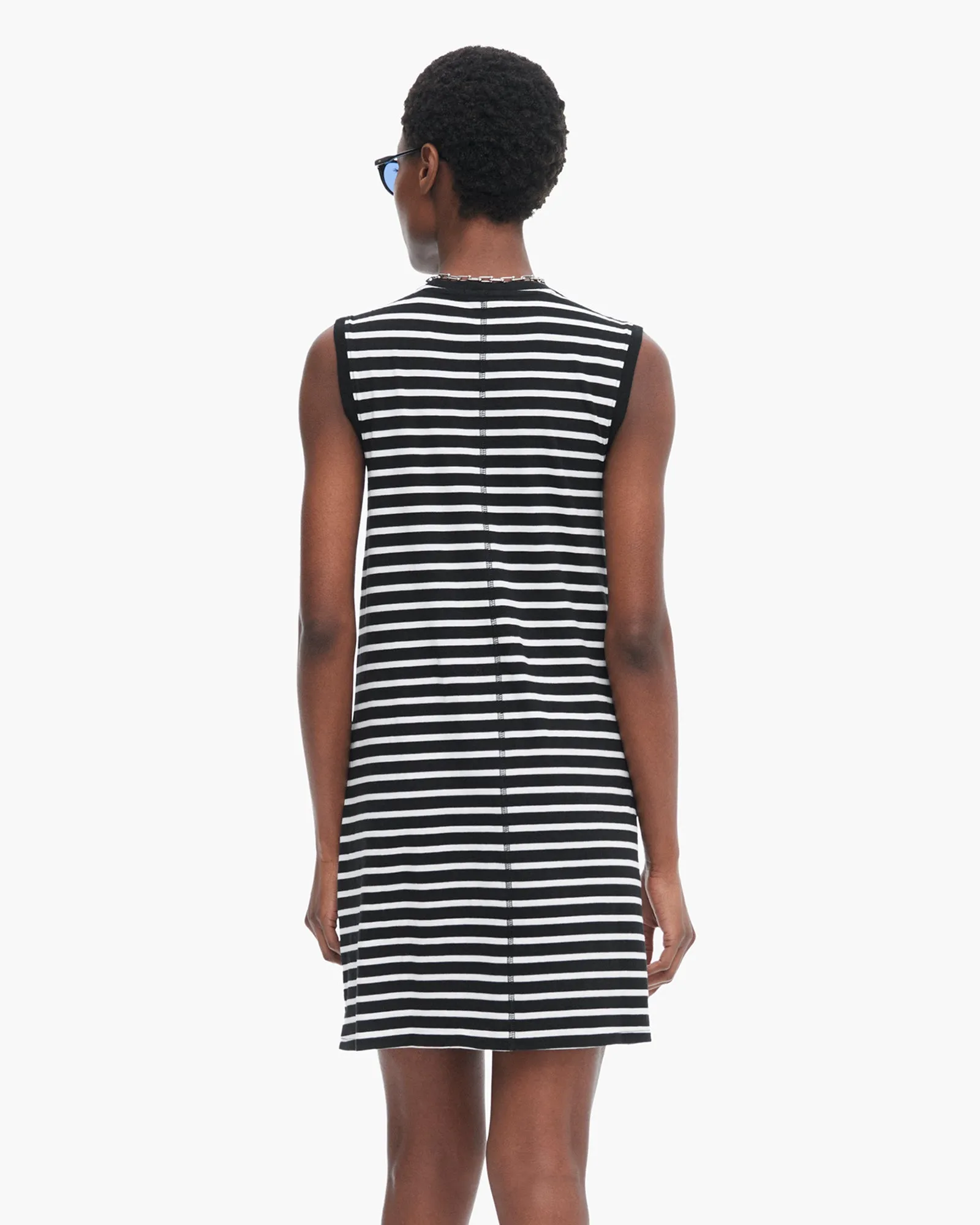 Classic Jersey Sleeveless Dress - Black-White