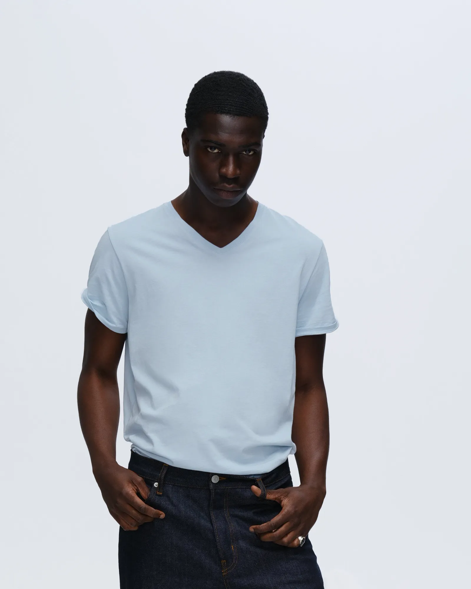 Classic Jersey V-Neck Tee - Blue