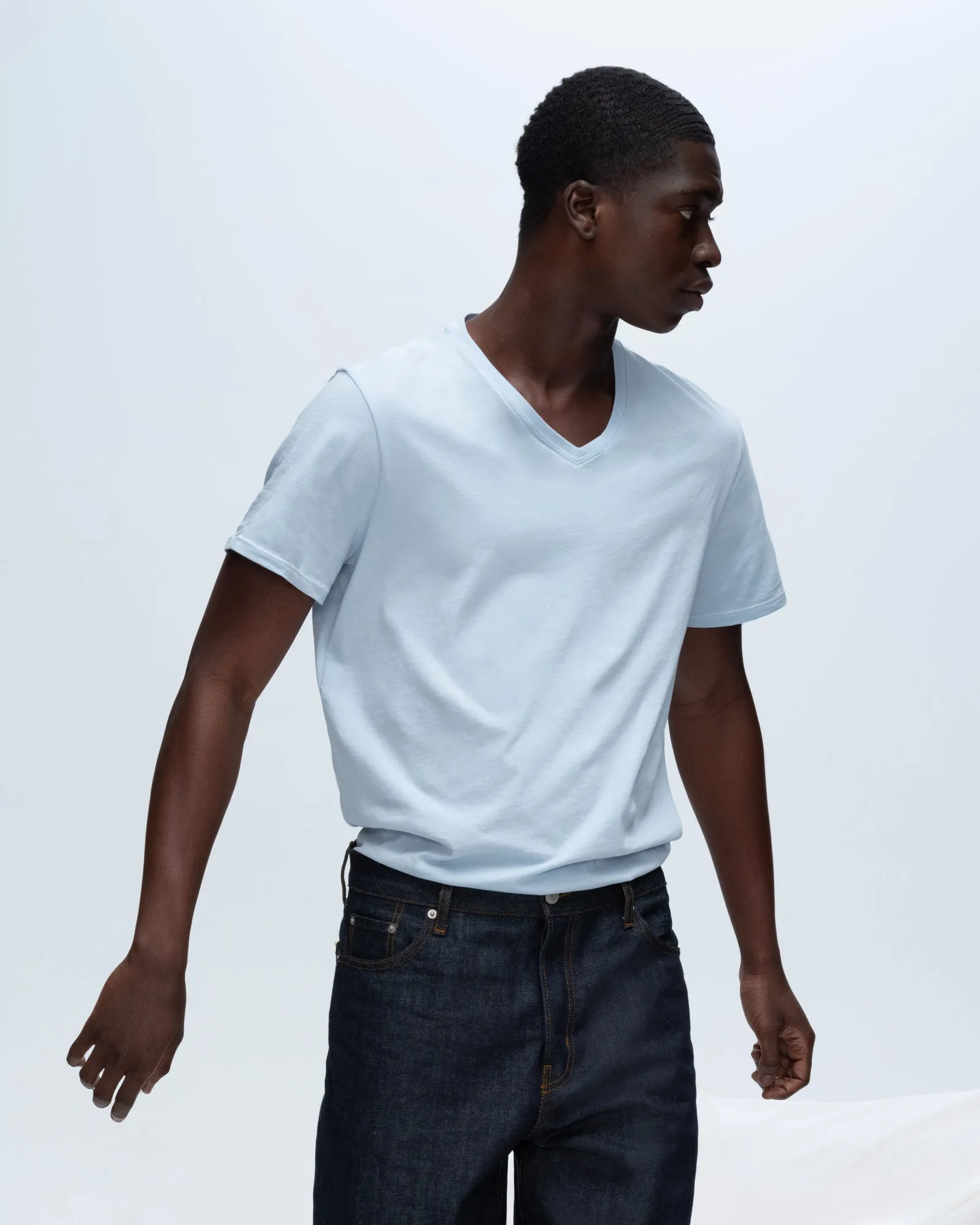 Classic Jersey V-Neck Tee - Blue