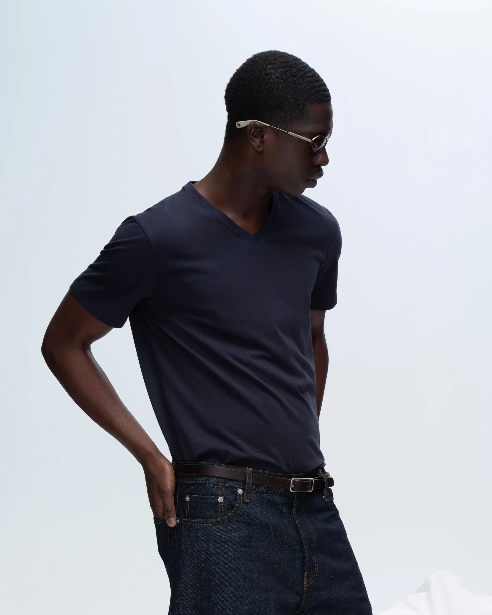 Classic Jersey V-Neck Tee - Midnight