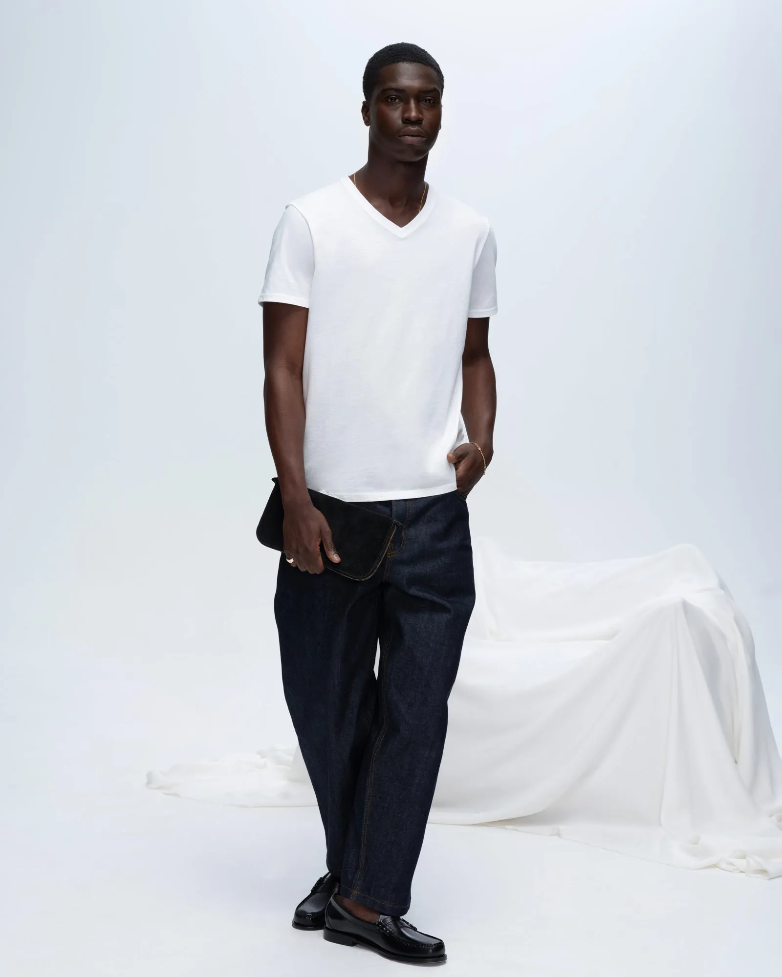 Classic Jersey V-Neck Tee - White