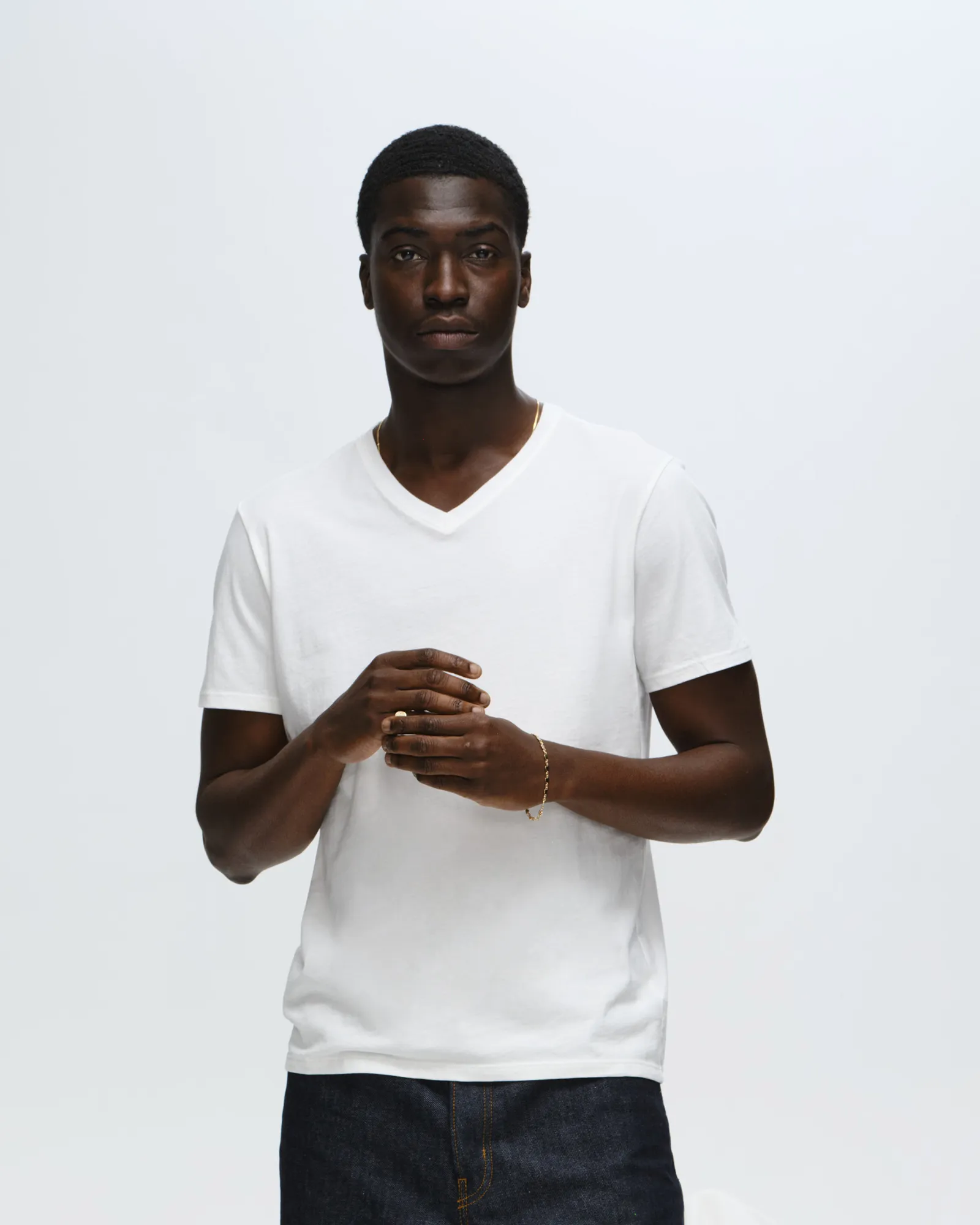 Classic Jersey V-Neck Tee - White