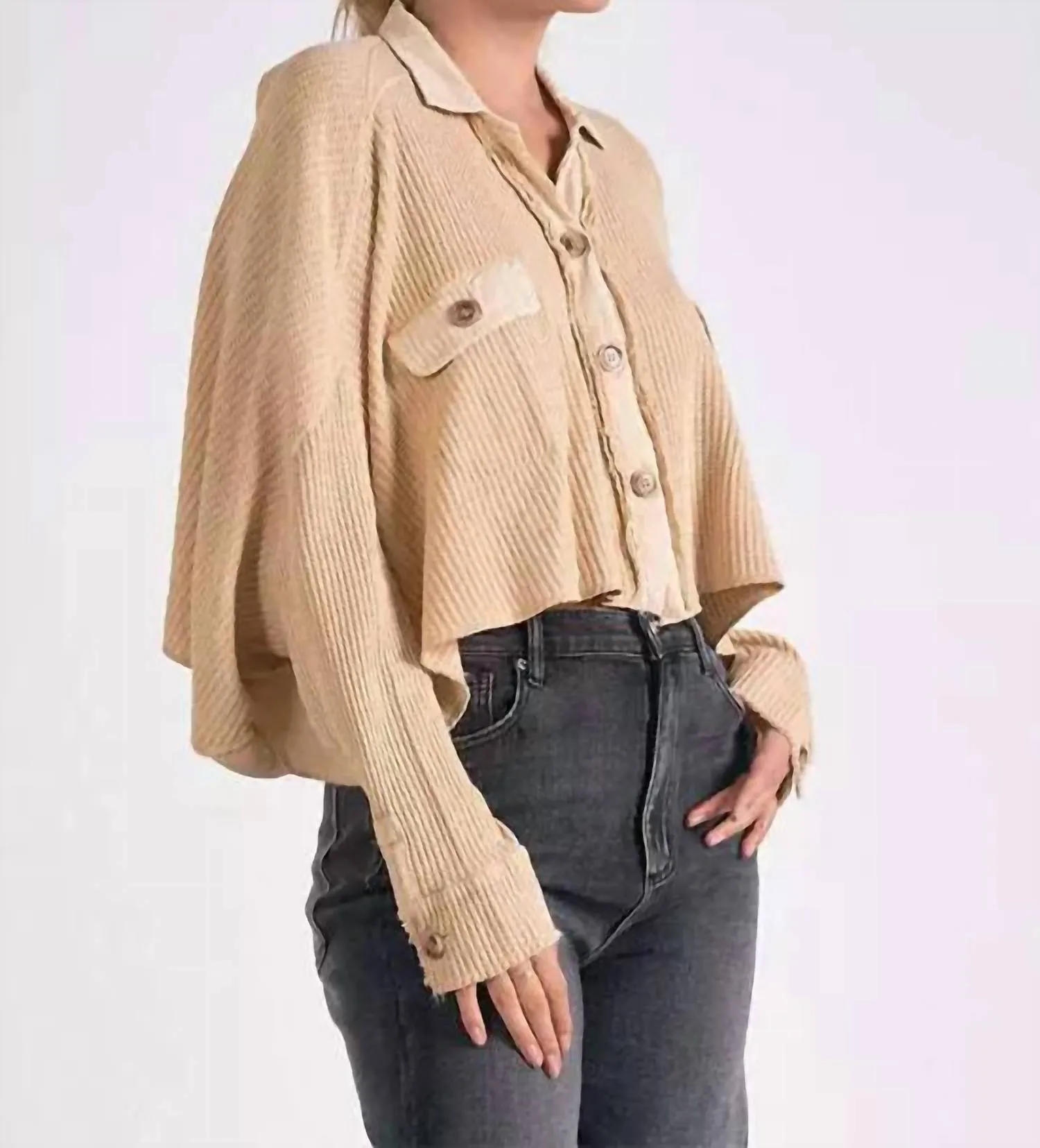 Crop Button Down Jacket