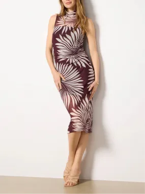 HALTER MIDI MESH DRESS