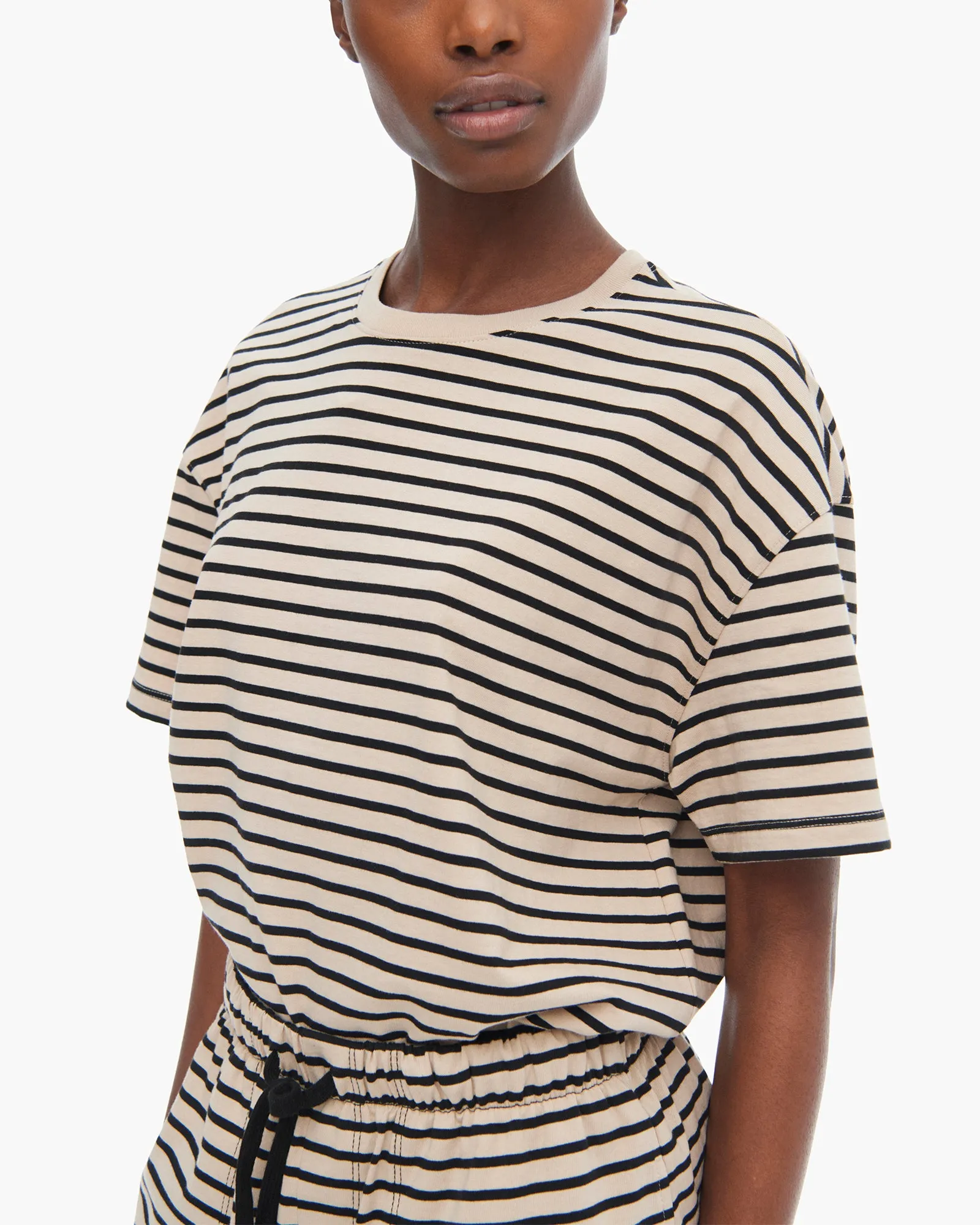 Heavyweight Jersey Oversized Short Sleeve Crew Neck Tee - Dune-Black