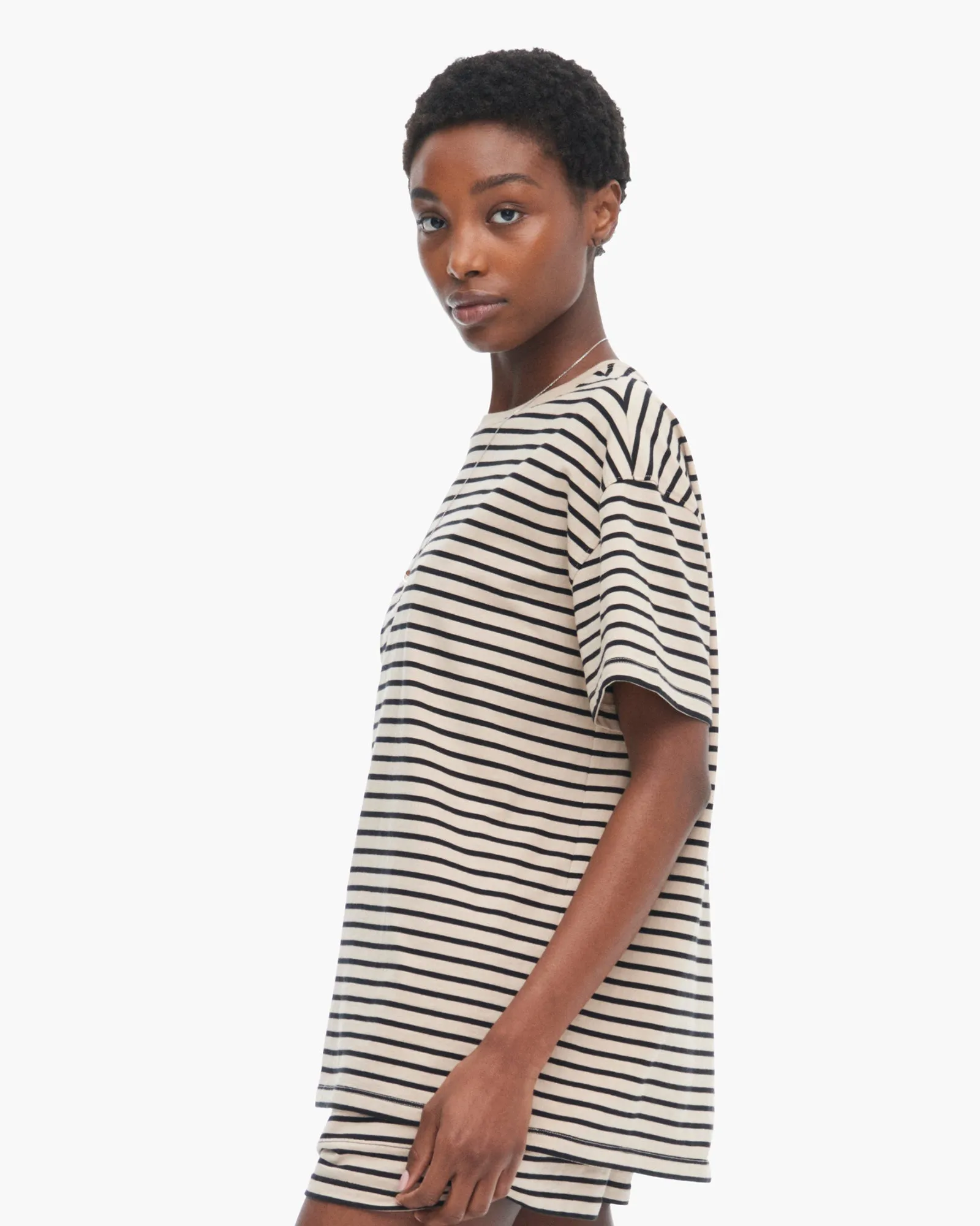 Heavyweight Jersey Oversized Short Sleeve Crew Neck Tee - Dune-Black