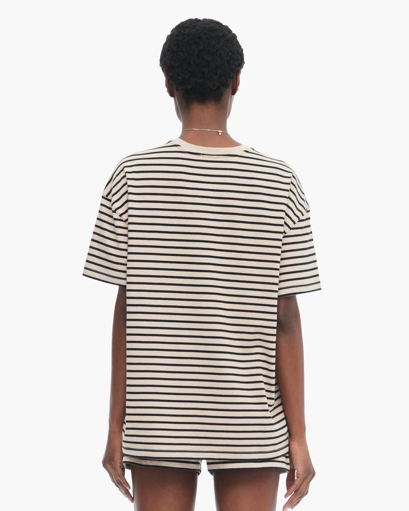 Heavyweight Jersey Oversized Short Sleeve Crew Neck Tee - Dune-Black
