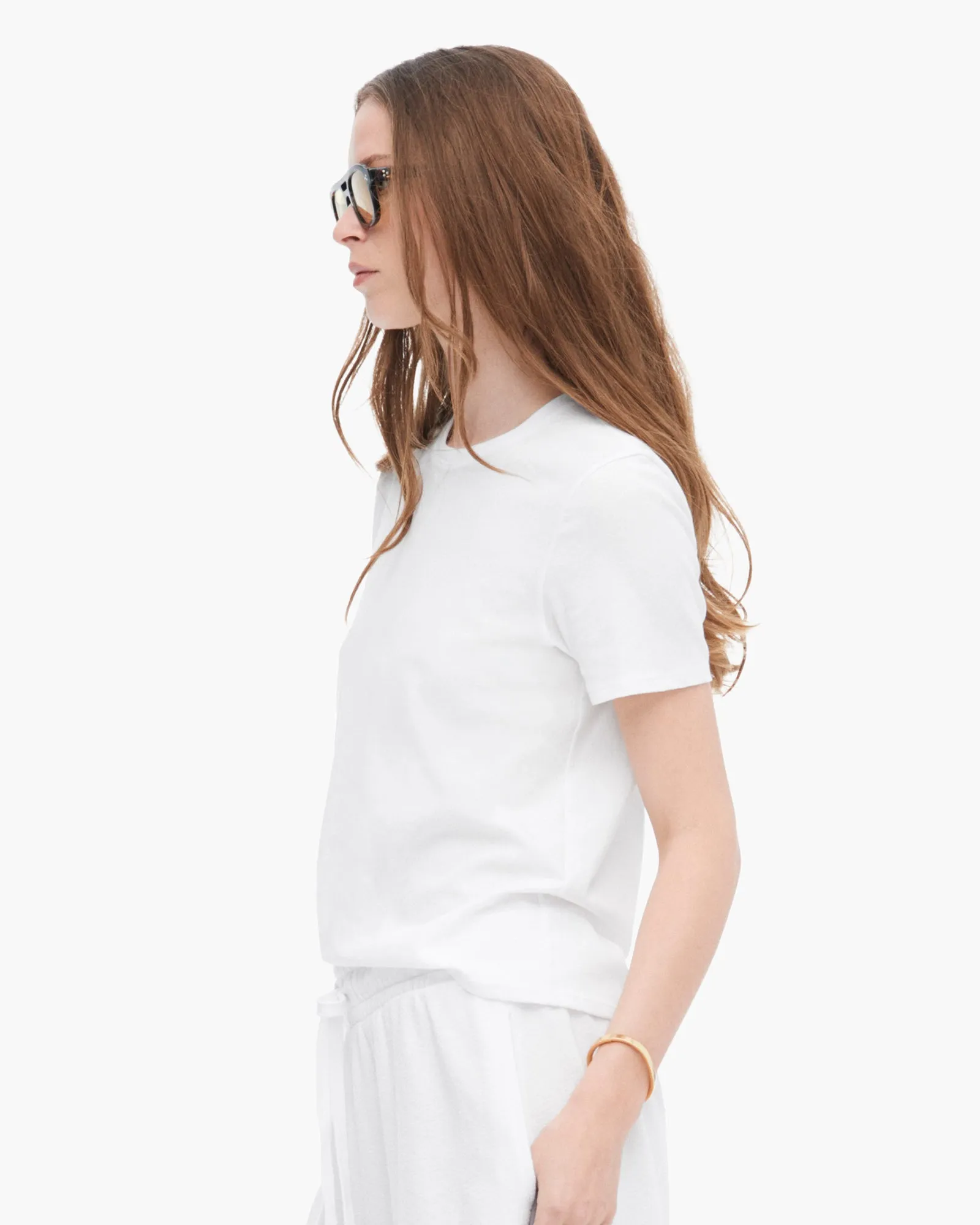 High Torsion Short Sleeve Crew Neck Tee - White