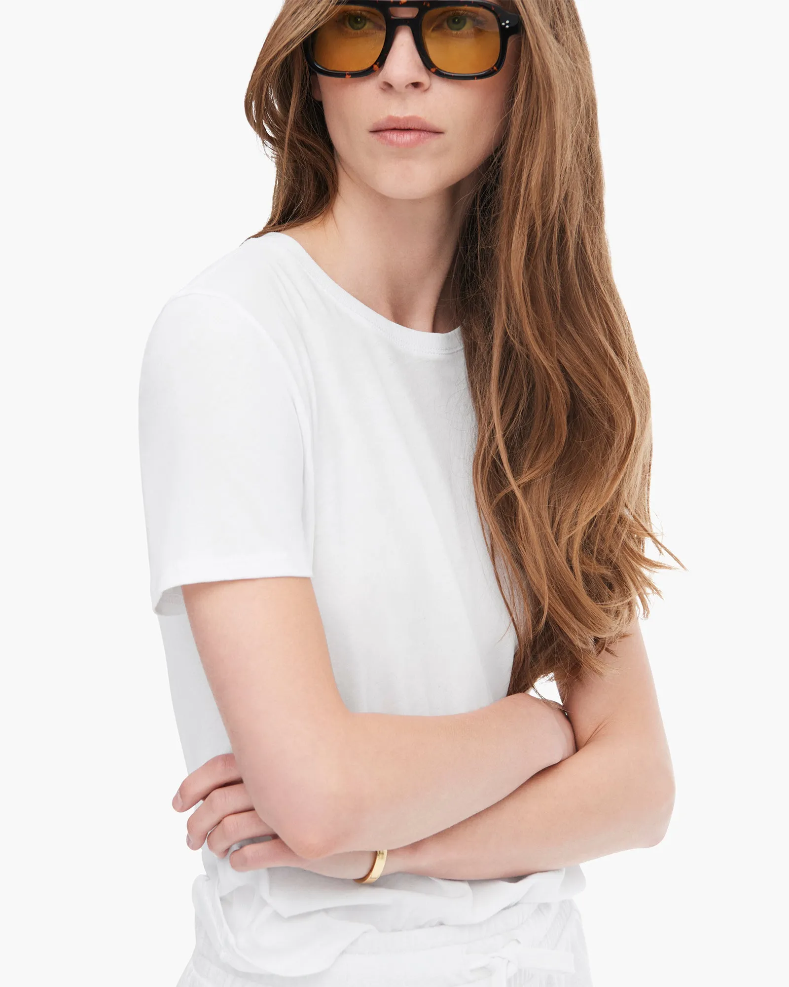 High Torsion Short Sleeve Crew Neck Tee - White