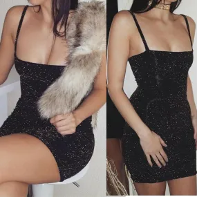 Hirigin Women Sexy Bandage Bodycon Sleeveless Flash Evening Party Club Slim Short Mini Dress