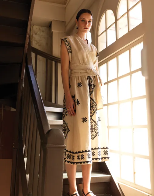 LINEN WRAP DRESS
