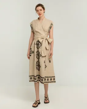 LINEN WRAP DRESS