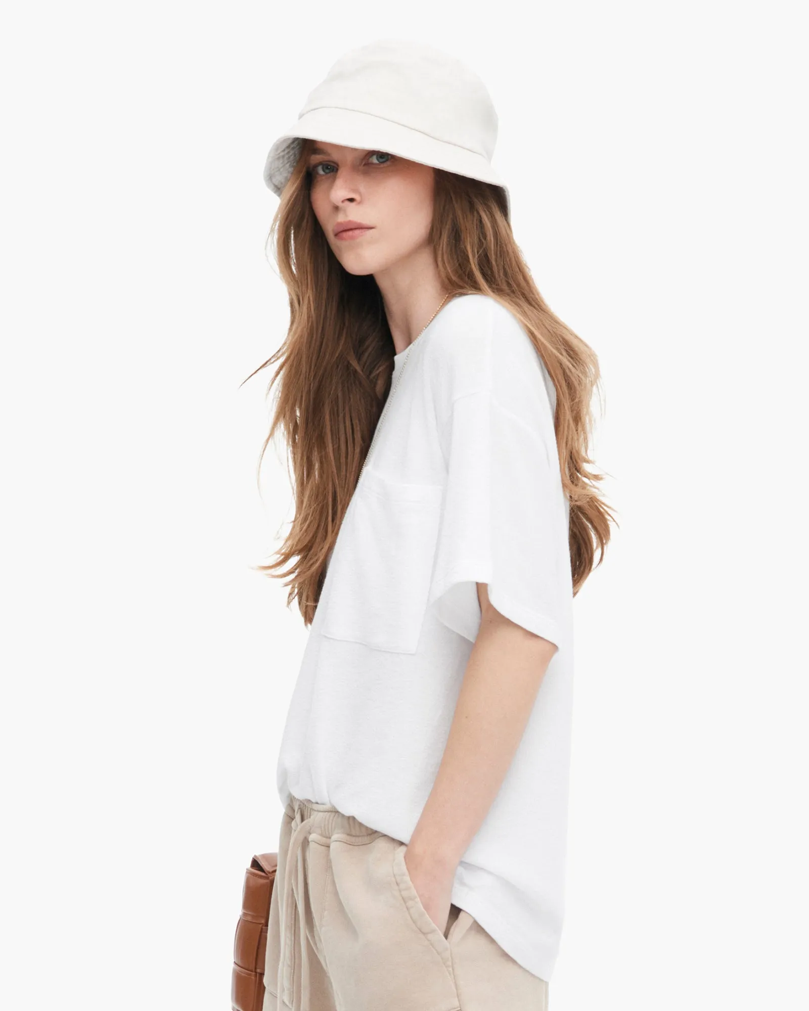 Loop Front Jersey Oversized Pocket Tee - White