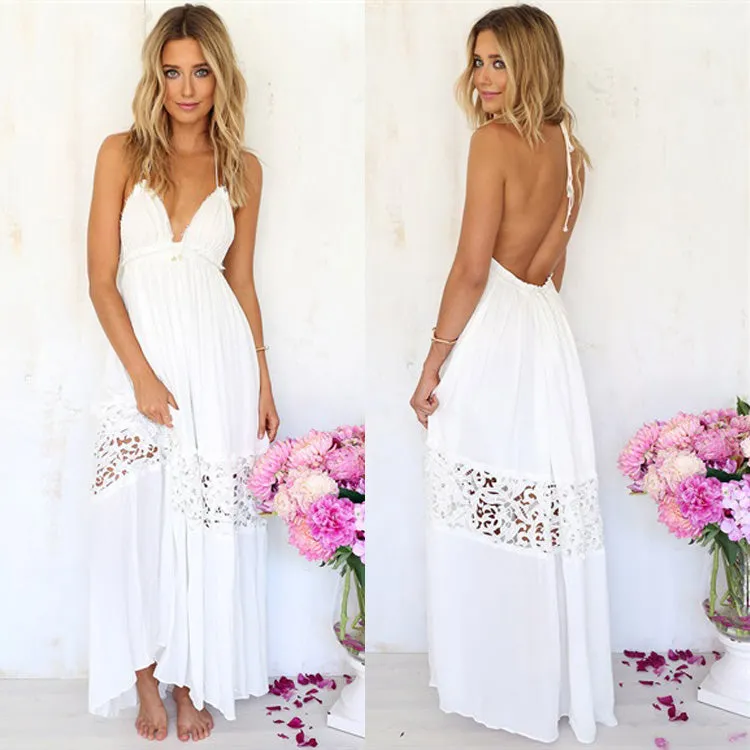 Maxi Beach Hot Women Sexy Boho Lace Long Dress Lady Evening Party