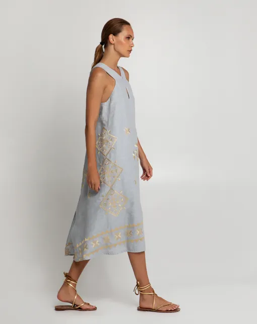 MIDI HALTER KEYHOLE DRESS