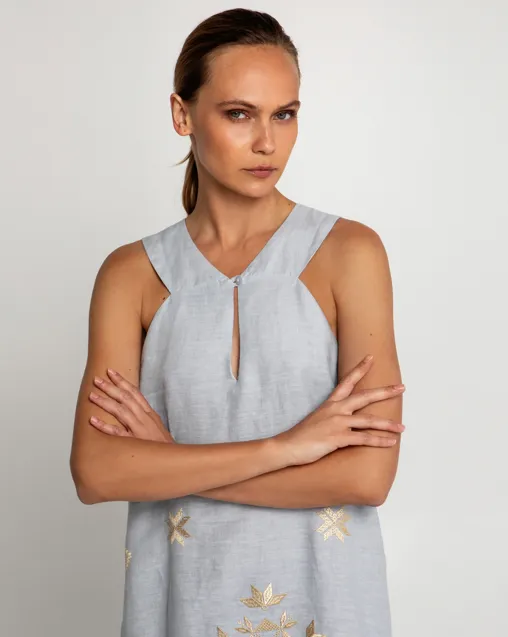 MIDI HALTER KEYHOLE DRESS