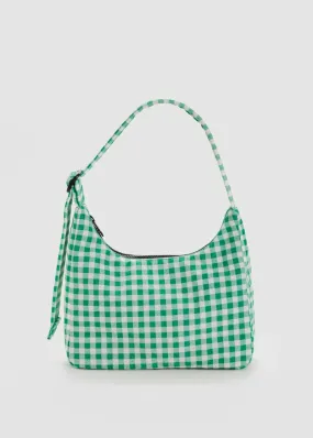 Mini Nylon Shoulder Bag - Green Gingham