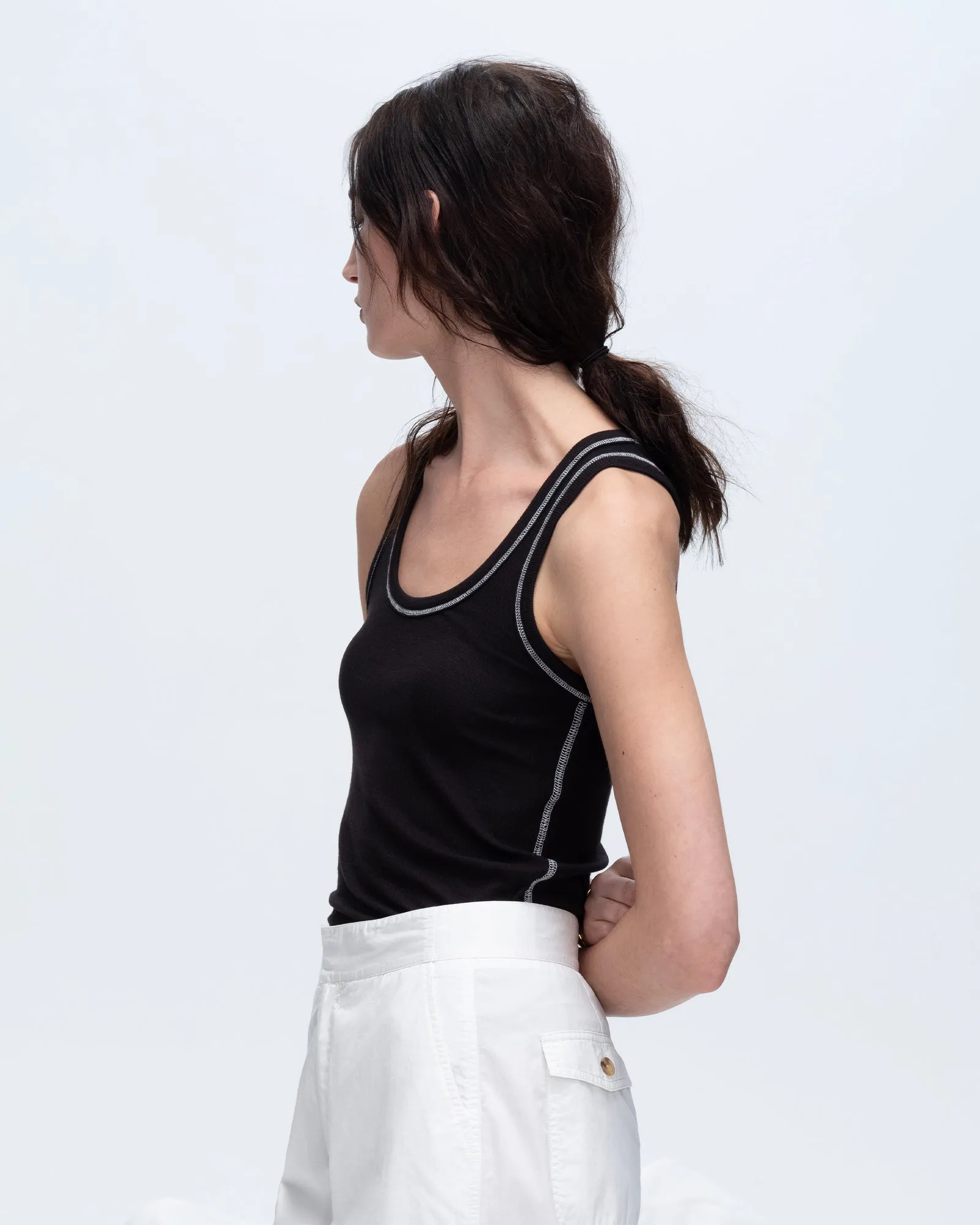 Modal Rib Boy Tank - Black-White