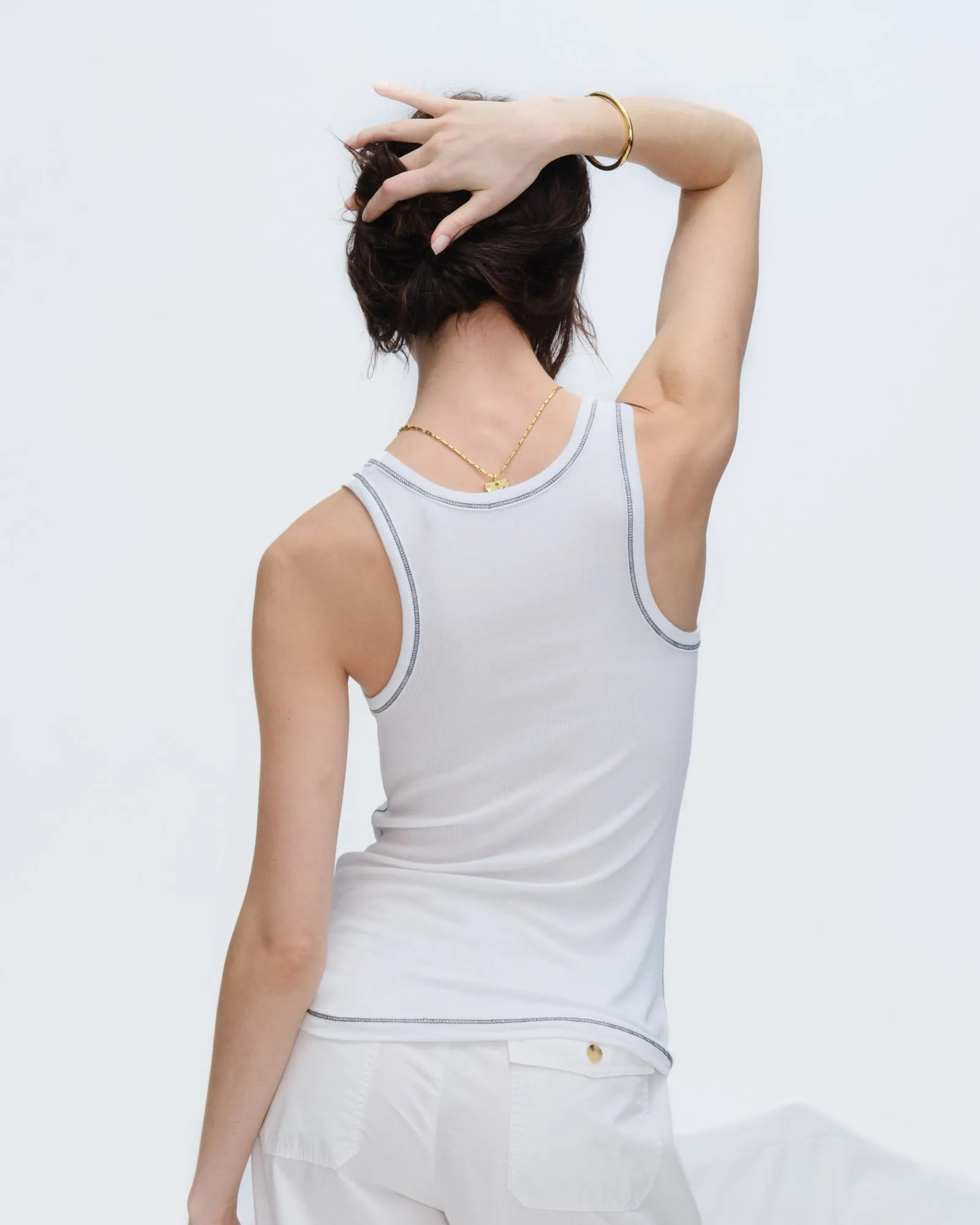 Modal Rib Boy Tank - White-Black