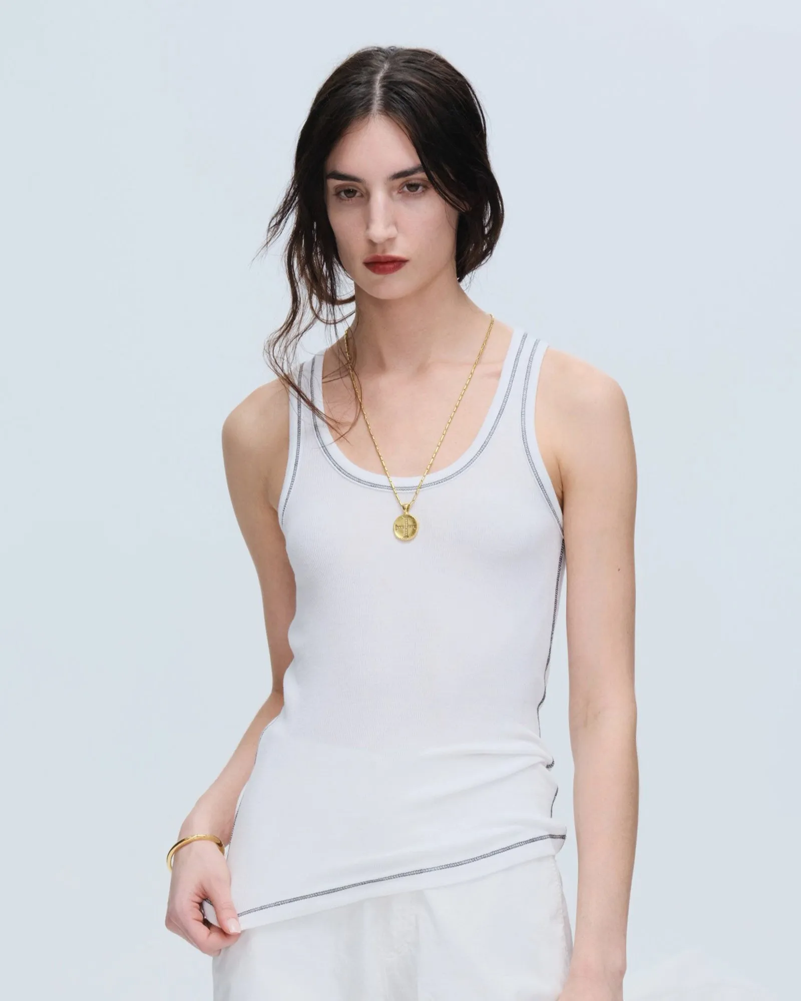 Modal Rib Boy Tank - White-Black