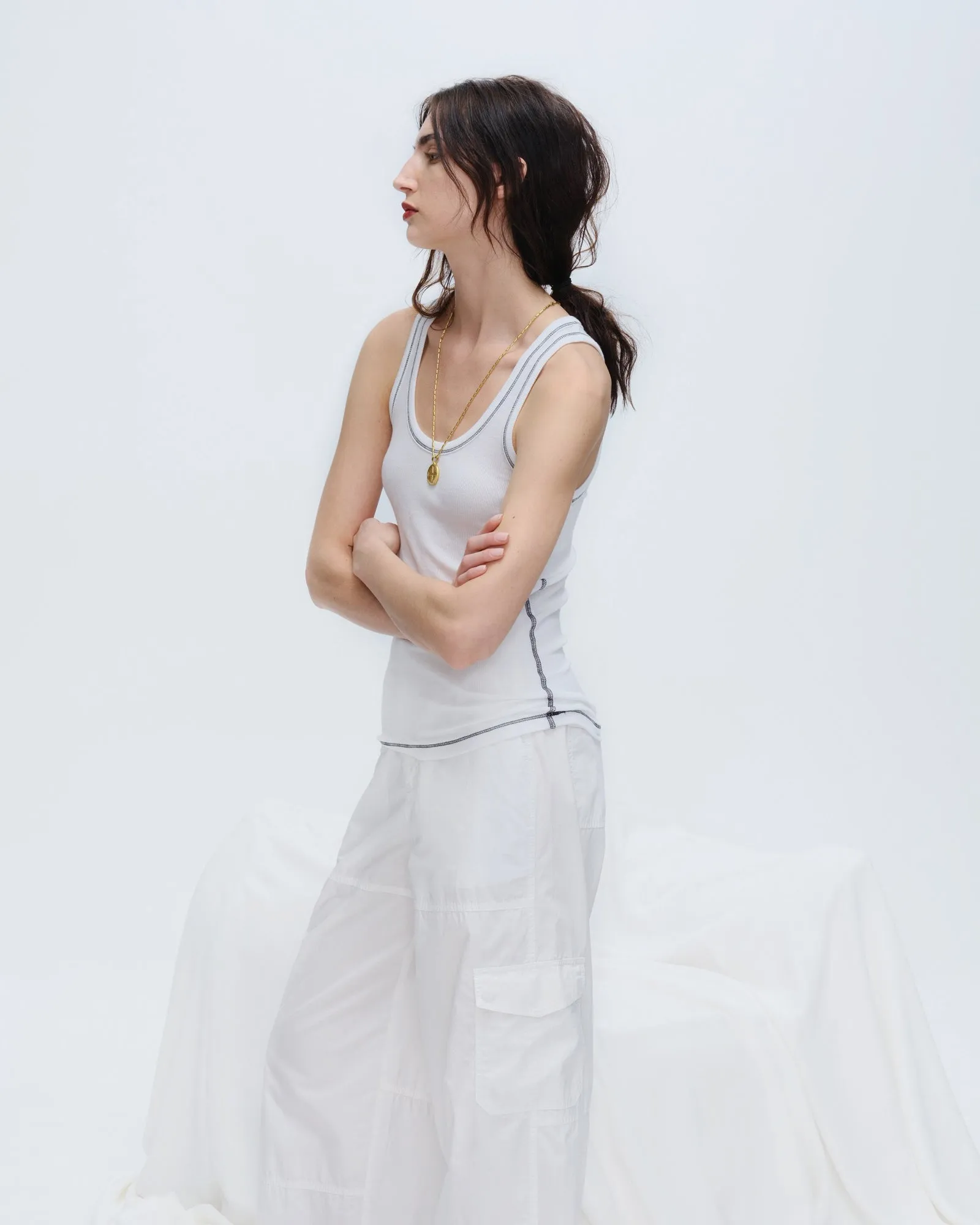 Modal Rib Boy Tank - White-Black