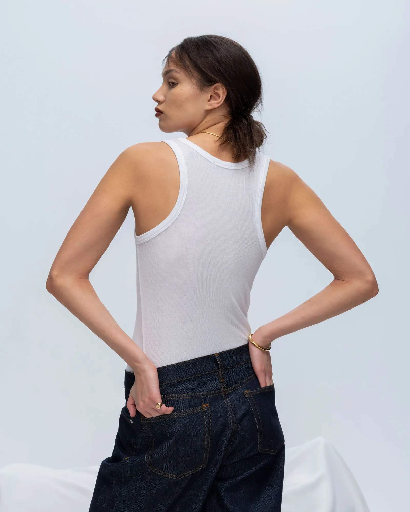 Modal Rib Boy Tank - White