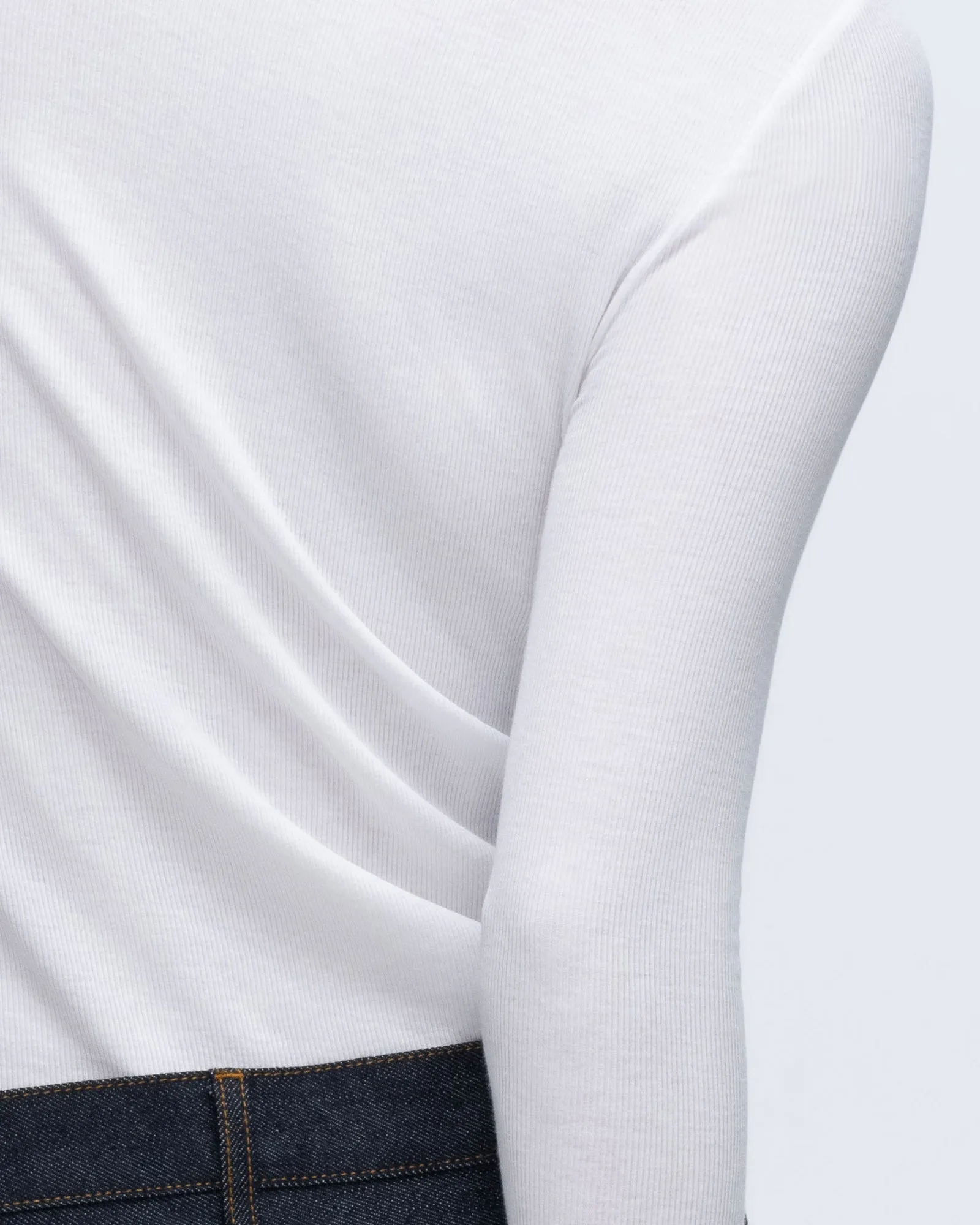 Modal Rib Long Sleeve Crew - White