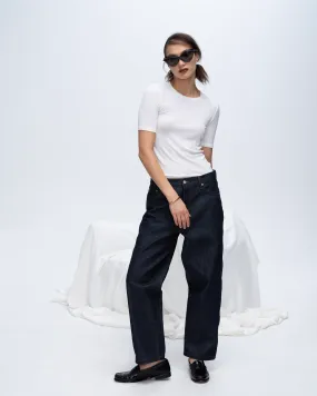 Modal Rib Short Sleeve Crew Neck Tee - White