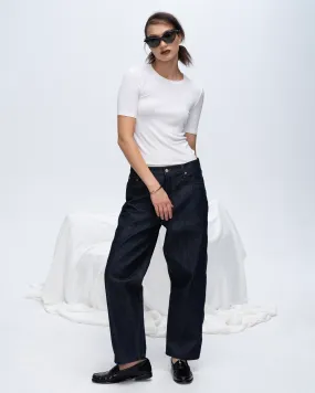 Modal Rib Short Sleeve V-Neck Tee - White