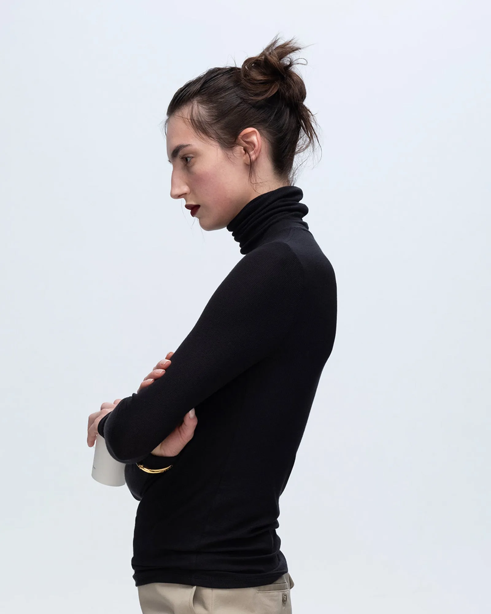 Modal Rib Turtleneck - Black