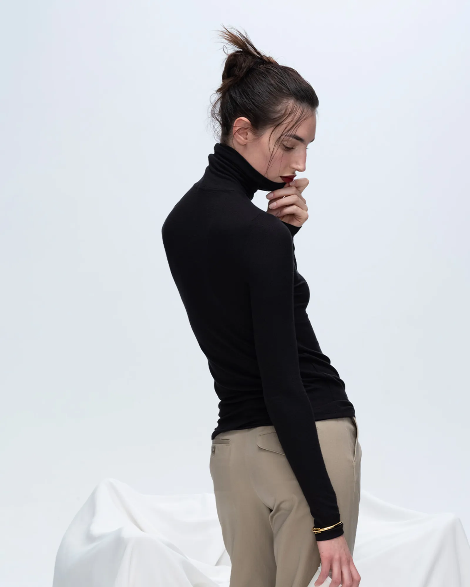 Modal Rib Turtleneck - Black