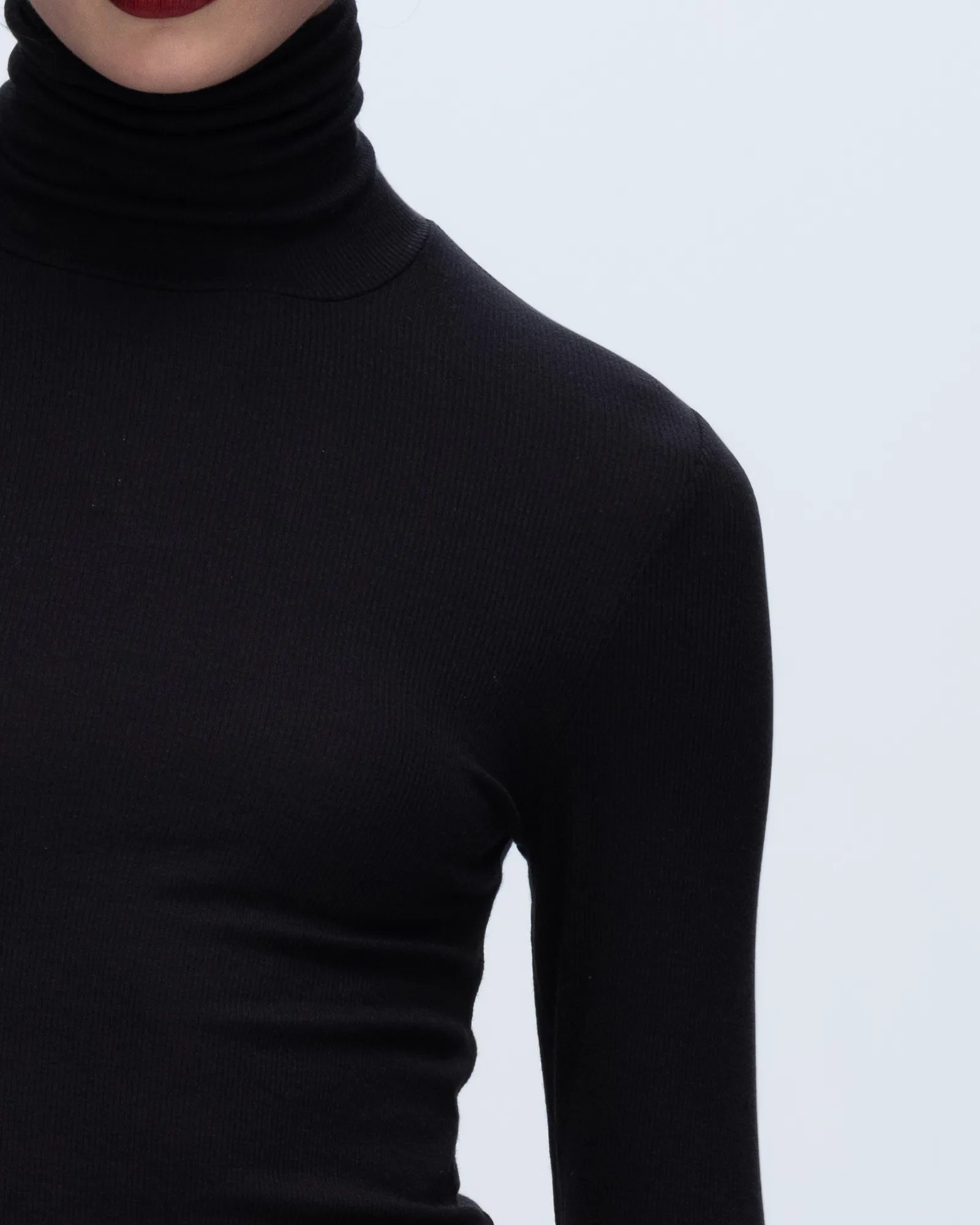 Modal Rib Turtleneck - Black