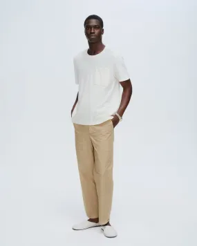 Pique Short Sleeve Crew Neck Pocket Tee with Tipping - Chalk-White
