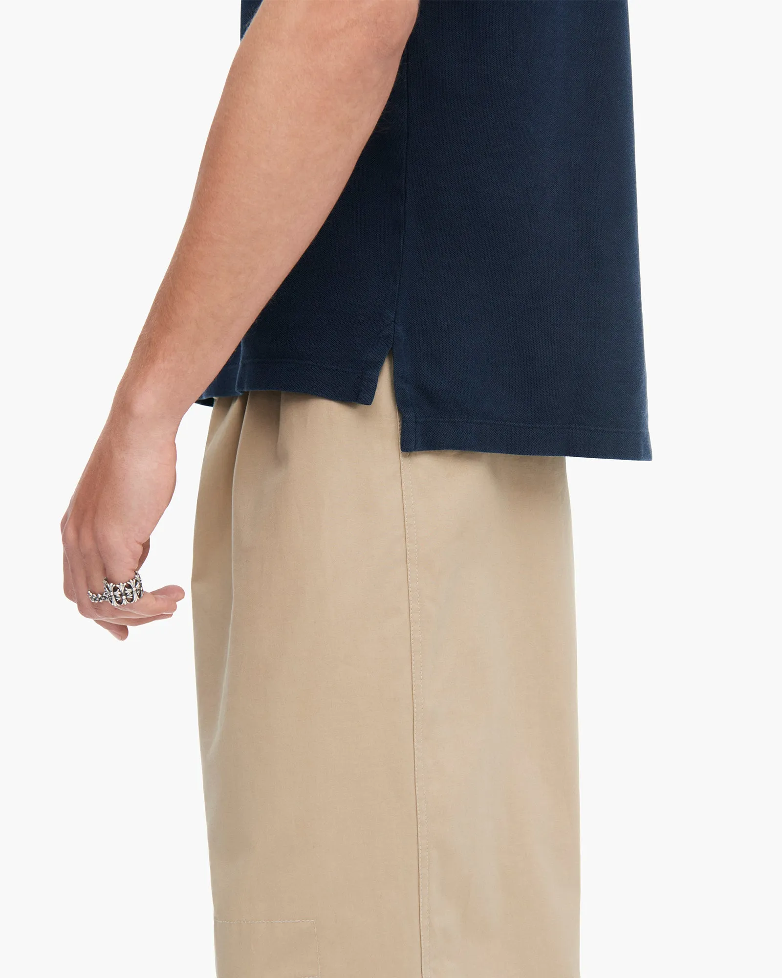 Pique with Sun Bleach Short Sleeve Crew Neck - Dark Navy